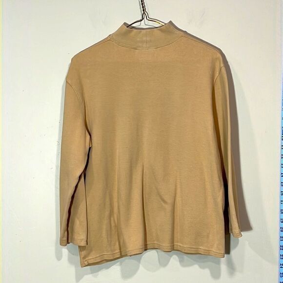 Cute Tan Long Sleeve Turtleneck Top By Studio Works. Size Small. - Picture 6 of 6